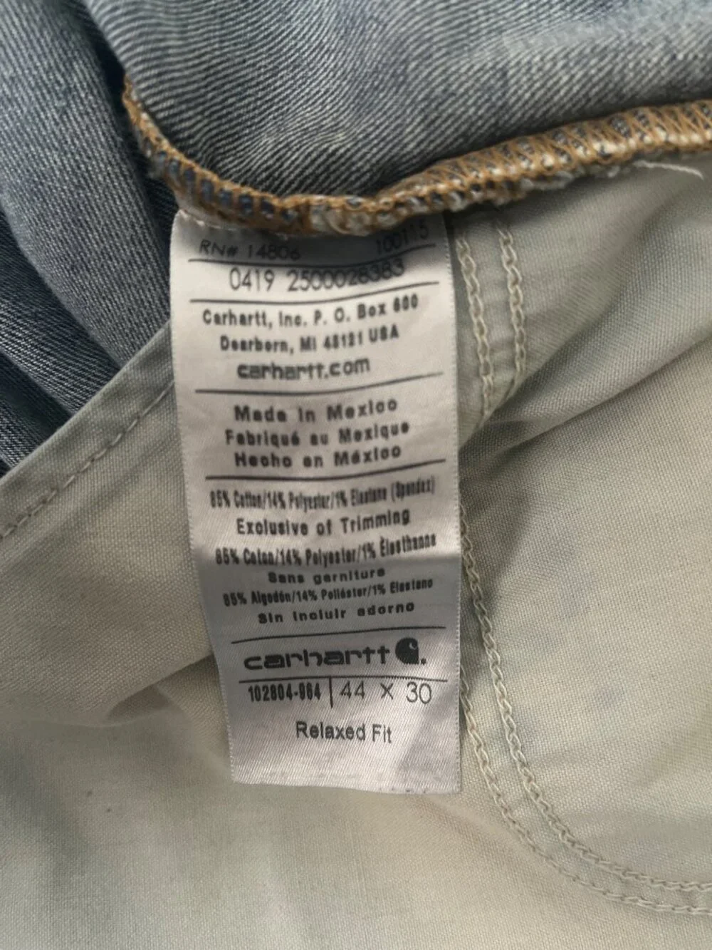 Carhartt Relaxed Fit Jeans Mens 44x30